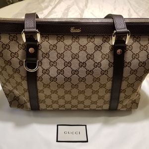 GUCCI Abbey Monogram GG Leather Tote